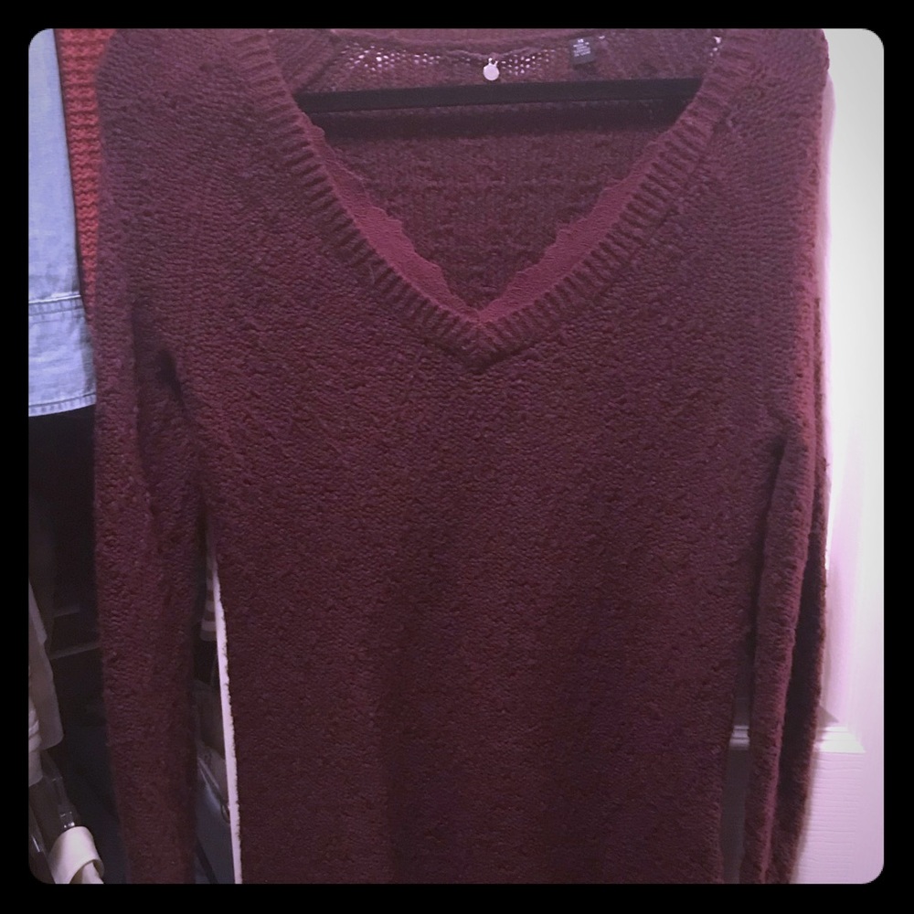 Anthro high-low lace sweater